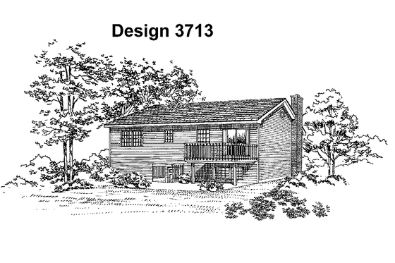 Exterior - Rear Elevation for Contemporary House Plan #72-1035 - 3 bed, 2 bath