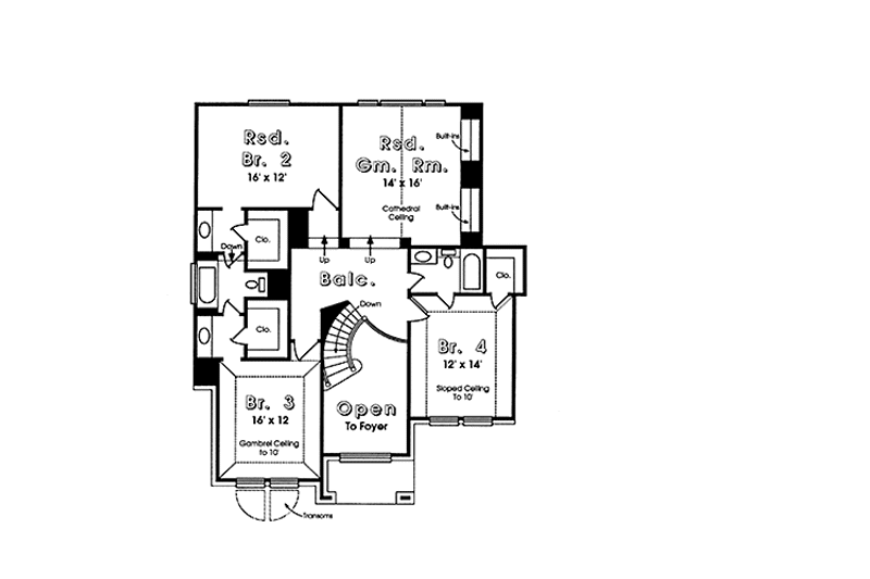 House Blueprint - Floor Plan - Upper Floor for Country House Plan #974-26 - 4 bed, 3.5 bath