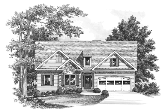 Exterior - Front Elevation 3 for Ranch House Plan #927-694 - 3 bed, 2 bath