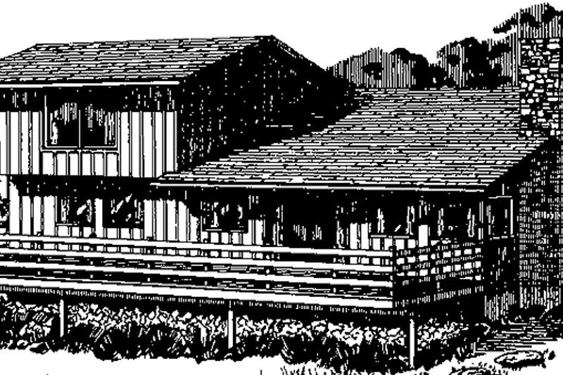 House Blueprint - Exterior - Rear Elevation for Prairie House Plan #320-1324 - 3 bed, 2 bath