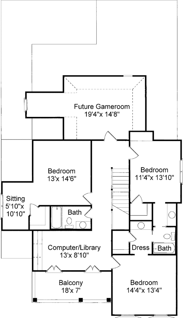 House Plan Design - Country Floor Plan - Upper Floor Plan #37-261