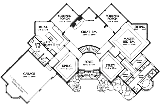 Floor Plan - Main Floor for European House Plan #929-944 - 3 bed, 3.5 bath