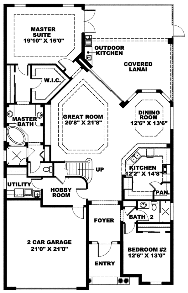 House Plan Design - Mediterranean Floor Plan - Main Floor Plan #1017-148