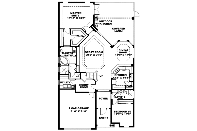 Home Plan - Floor Plan - Main Floor for Mediterranean House Plan #1017-148 - 4 bed, 4 bath