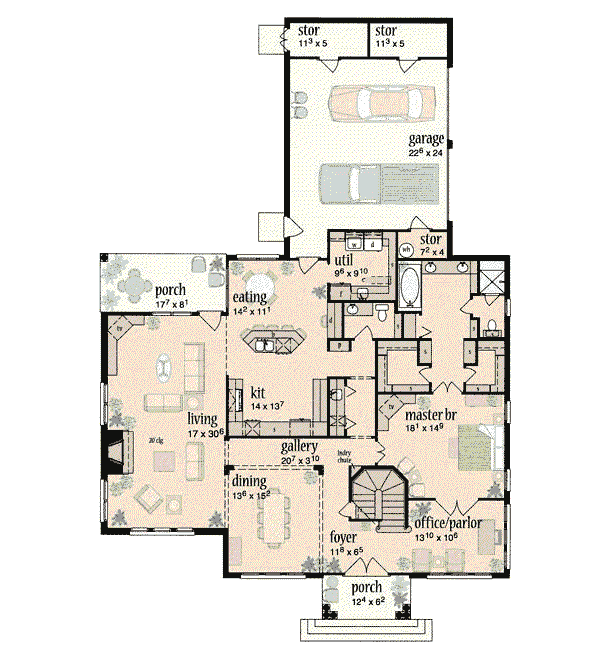 House Design - Floor Plan - Main Floor Plan #36-233