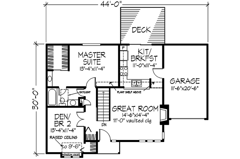 Home Plan - Floor Plan - Main Floor for Prairie House Plan #320-1117 - 1 bed, 1 bath
