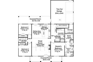 Floor Plan - Lower Floor for Farmhouse House Plan #21-485 - 3 bed, 2.5 bath