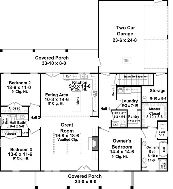 Farmhouse Floor Plan - Lower Floor Plan #21-485