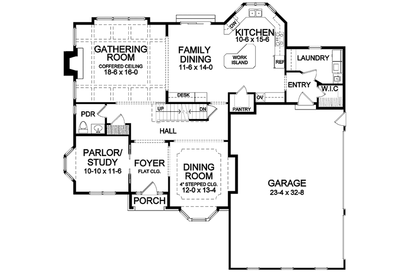Home Plan - Floor Plan - Main Floor for Classical House Plan #328-408 - 4 bed, 3.5 bath