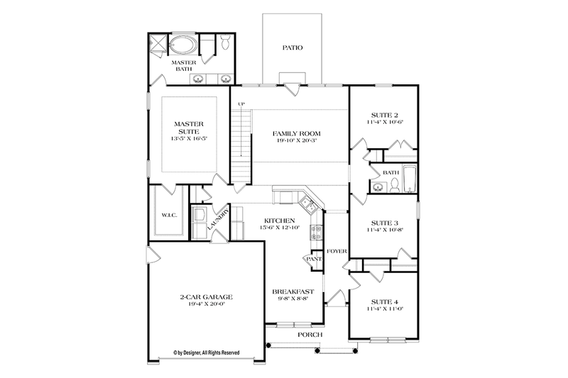 Dream House Plan - Floor Plan - Main Floor for Ranch House Plan #453-631 - 4 bed, 3 bath