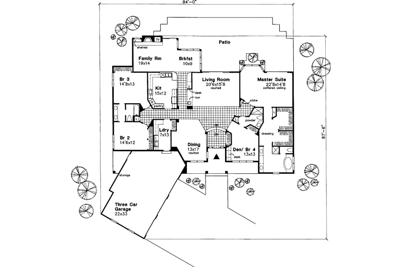 Architectural House Design - Floor Plan - Main Floor for Country House Plan #320-621 - 4 bed, 3 bath