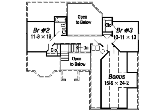 Floor Plan - Upper Floor for European House Plan #329-231 - 3 bed, 2.5 bath