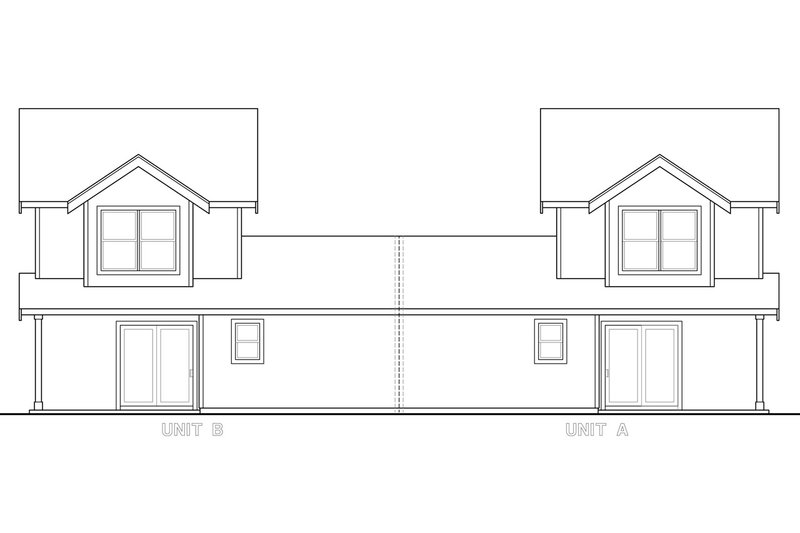 House Blueprint - Exterior - Rear Elevation for Cottage House Plan #124-1294 - 4 bed, 2.5 bath