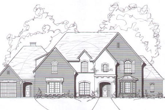 Exterior - Front Elevation for European House Plan #141-258 - 4 bed, 4.5 bath