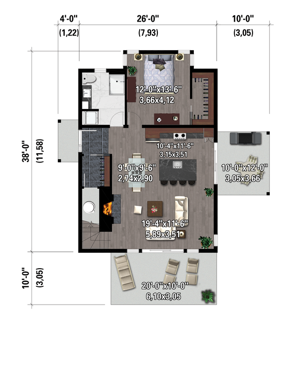 Cabin Floor Plan - Main Floor Plan #25-4970