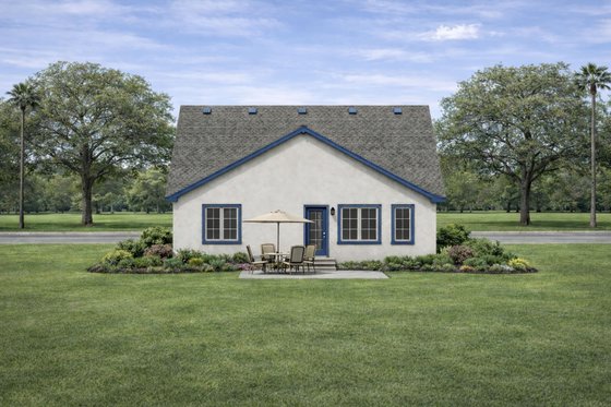 Exterior - Rear Elevation for European House Plan #20-2147 - 1 bed, 2 bath