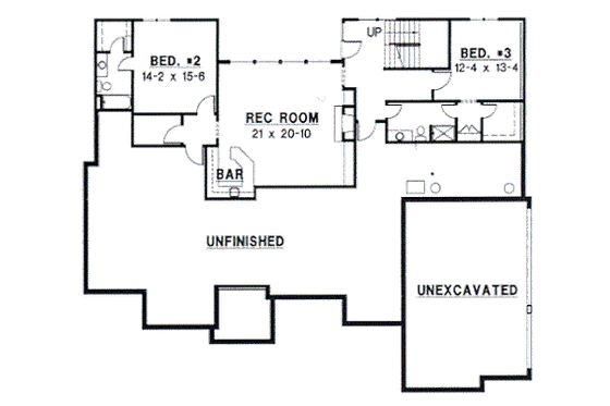 Floor Plan - Lower Floor for European House Plan #67-341 - 4 bed, 4 bath
