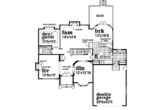 Floor Plan - Main Floor for European House Plan #47-375 - 4 bed, 3 bath