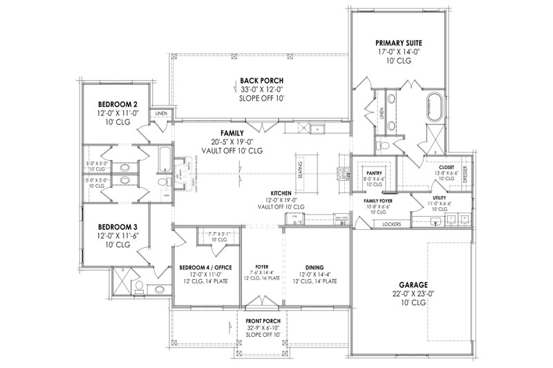 House Design - Floor Plan - Main Floor for Farmhouse House Plan #1096-75 - 4 bed, 3 bath