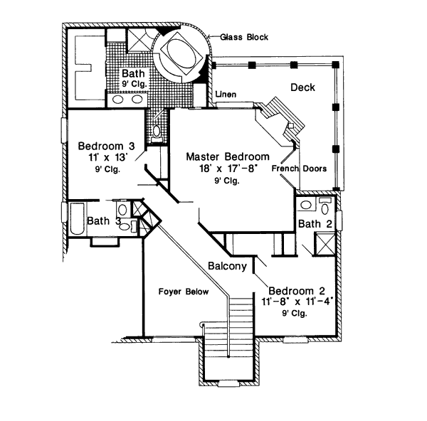 House Design - European Floor Plan - Upper Floor Plan #410-199