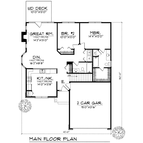 Home Plan - Traditional Floor Plan - Main Floor Plan #70-105
