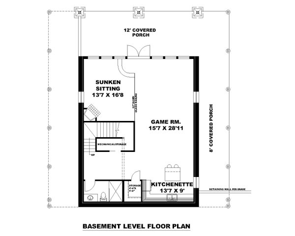 Craftsman Floor Plan - Lower Floor Plan #117-1041