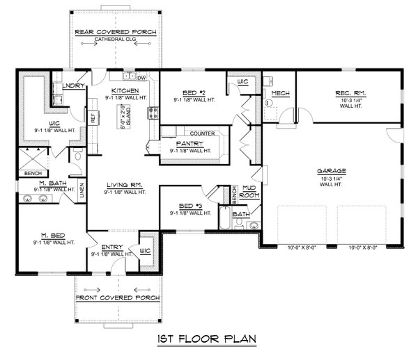 Craftsman Floor Plan - Main Floor Plan #1064-335