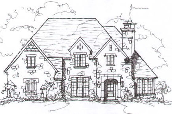 Exterior - Front Elevation for European House Plan #141-231 - 4 bed, 4.5 bath