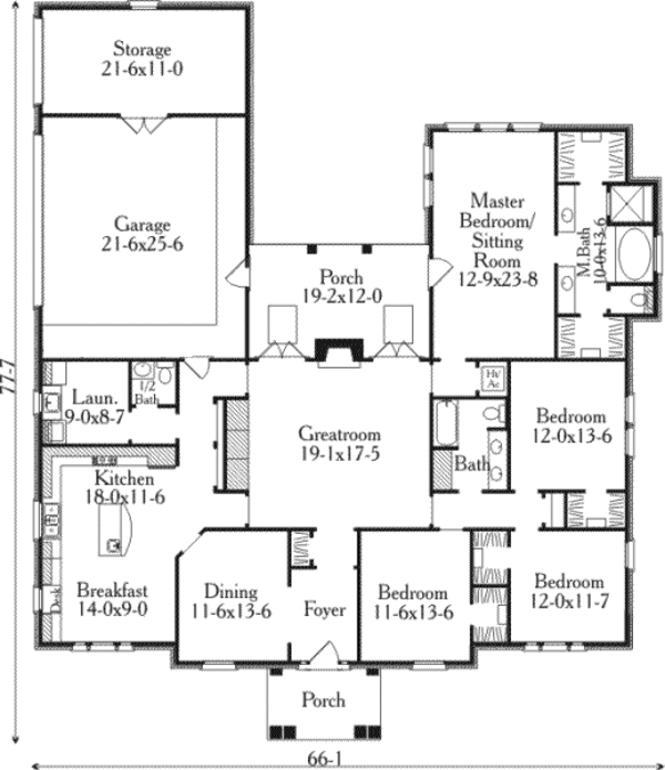 Home Plan - Southern Floor Plan - Main Floor Plan #406-291