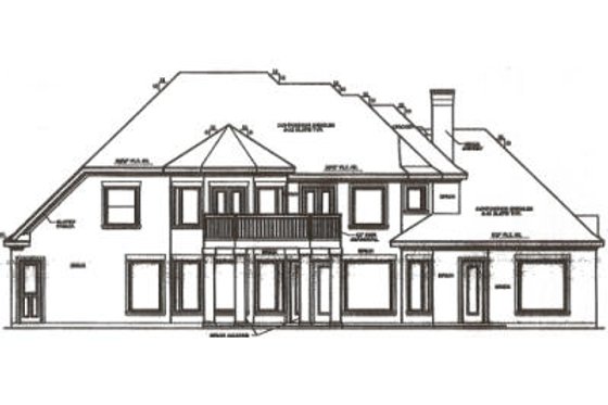 Exterior - Rear Elevation for European House Plan #411-416 - 4 bed, 3.5 bath