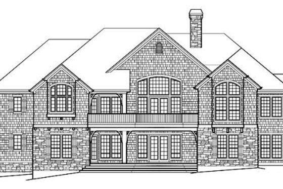Exterior - Rear Elevation for European House Plan #48-431 - 4 bed, 5 bath