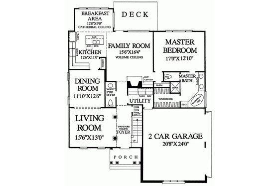 Floor Plan - Main Floor for European House Plan #137-153 - 4 bed, 2 bath