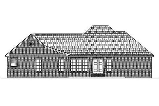 Exterior - Rear Elevation for Ranch House Plan #430-17 - 3 bed, 2 bath