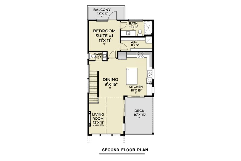 Home Plan - Floor Plan - Upper Floor for Contemporary House Plan #1070-225 - 2 bed, 2.5 bath
