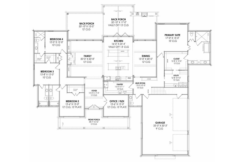 Home Plan - Floor Plan - Main Floor for Farmhouse House Plan #1096-27 - 4 bed, 4.5 bath