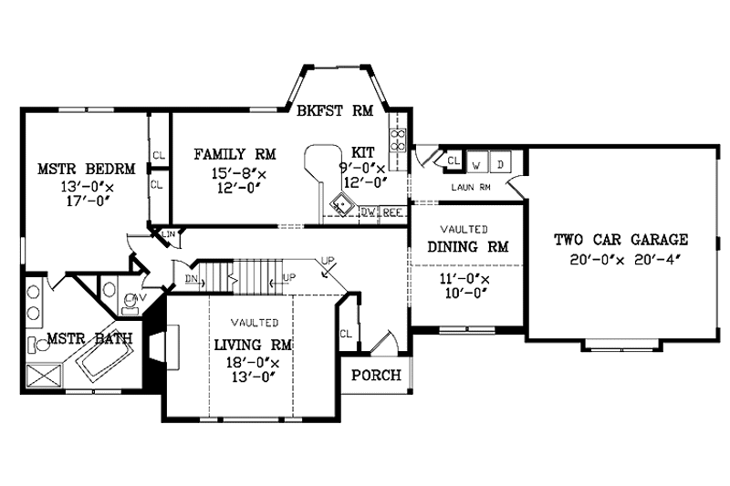 Home Plan - Floor Plan - Main Floor for Traditional House Plan #314-249 - 3 bed, 2.5 bath