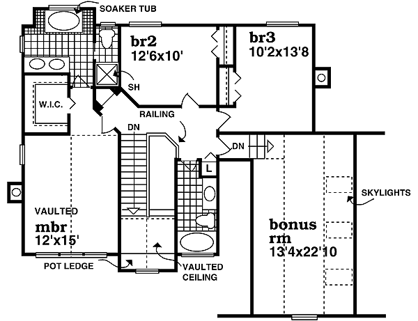 Traditional Floor Plan - Upper Floor Plan #47-386