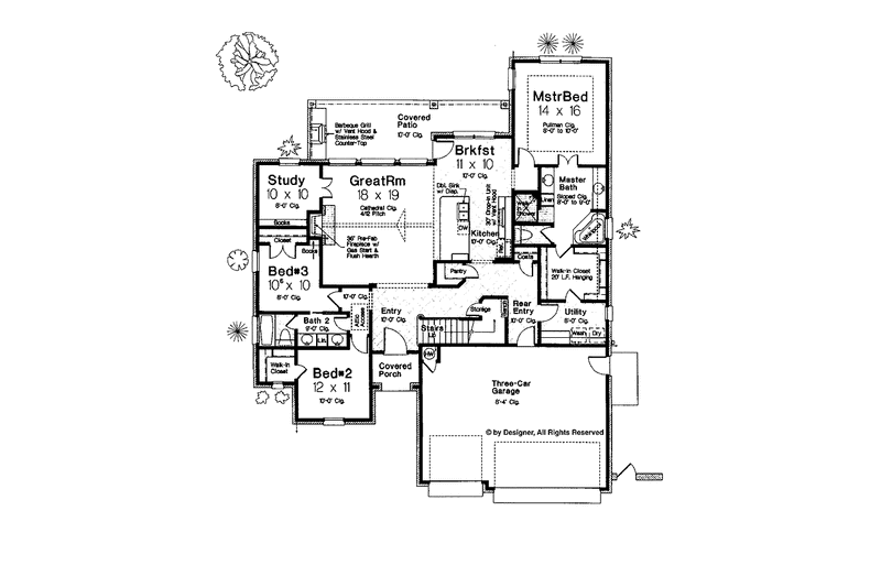 Dream House Plan - Floor Plan - Main Floor for European House Plan #310-1241 - 3 bed, 2 bath