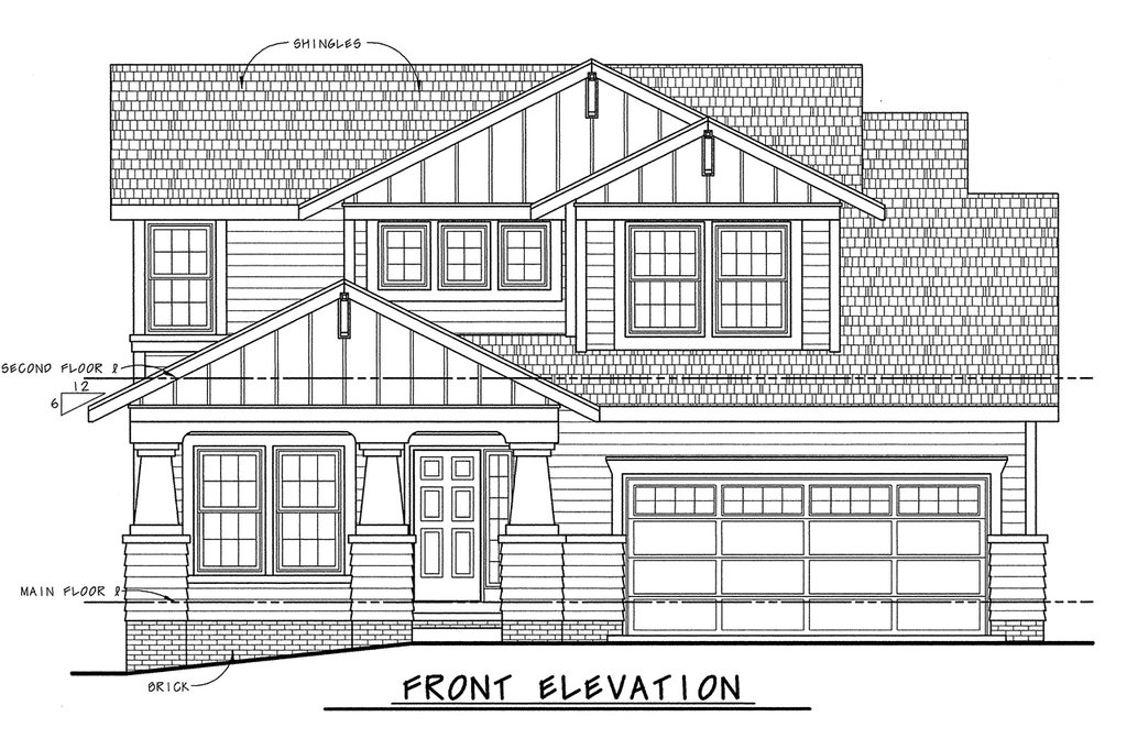 Exterior - Front Elevation 5 for Craftsman House Plan #20-1235 - 4 bed, 3 bath