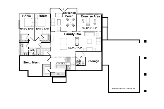 Floor Plan - Lower Floor for Craftsman House Plan #928-203 - 4 bed, 3 bath