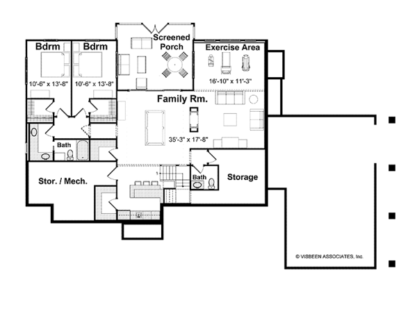 Craftsman Floor Plan - Lower Floor Plan #928-203