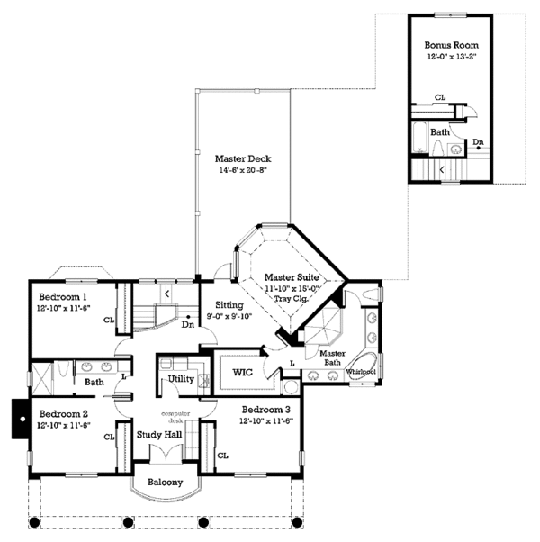 Colonial Floor Plan - Upper Floor Plan #930-220