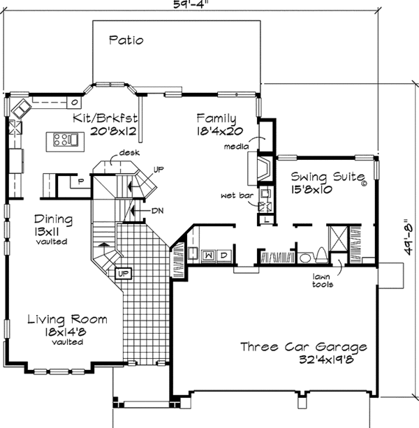 Architectural House Design - Craftsman Floor Plan - Main Floor Plan #320-635