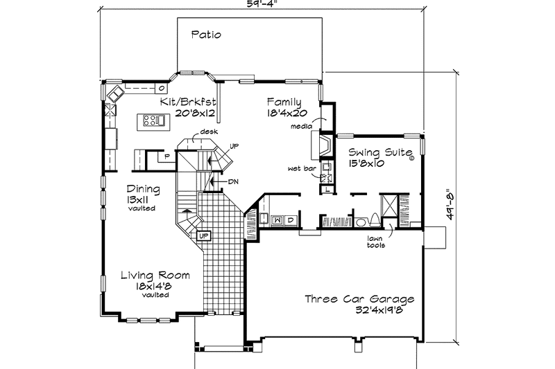 Home Plan - Floor Plan - Main Floor for Craftsman House Plan #320-635 - 4 bed, 3.5 bath