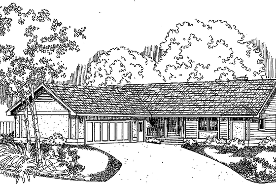 Exterior - Front Elevation 3 for Country House Plan #60-1008 - 2 bed, 2 bath