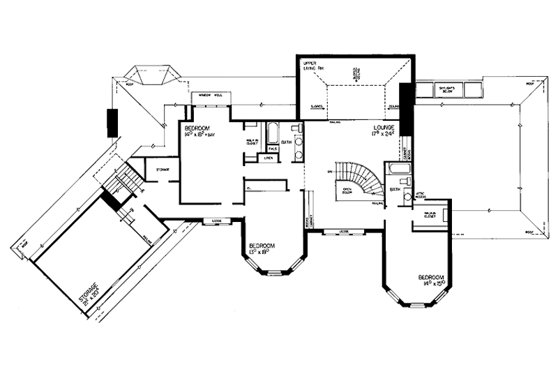 Home Plan - Floor Plan - Upper Floor for European House Plan #72-834 - 4 bed, 3 bath