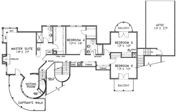 Architectural House Design - Craftsman Floor Plan - Upper Floor Plan #60-662