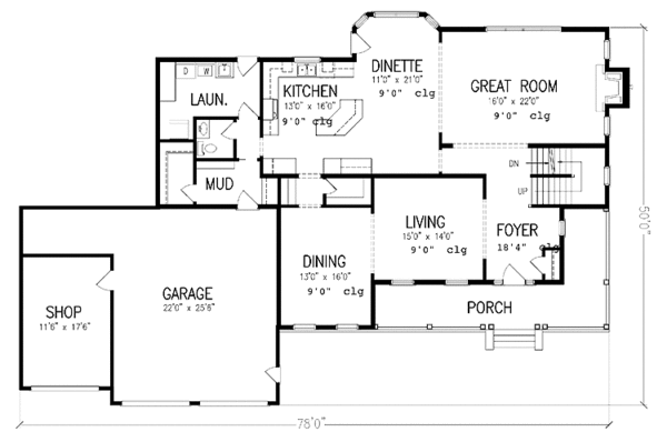Home Plan - Country Floor Plan - Main Floor Plan #320-1460