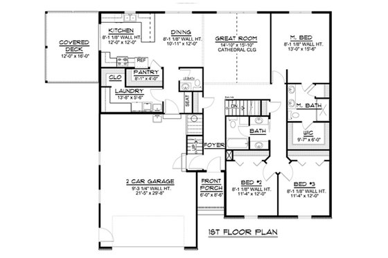 Floor Plan - Main Floor for Cottage House Plan #1064-35 - 3 bed, 2.5 bath