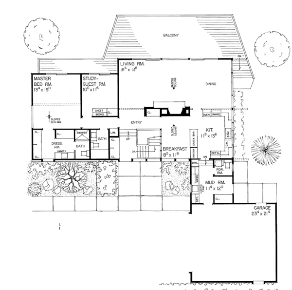 House Blueprint - Contemporary Floor Plan - Main Floor Plan #72-575